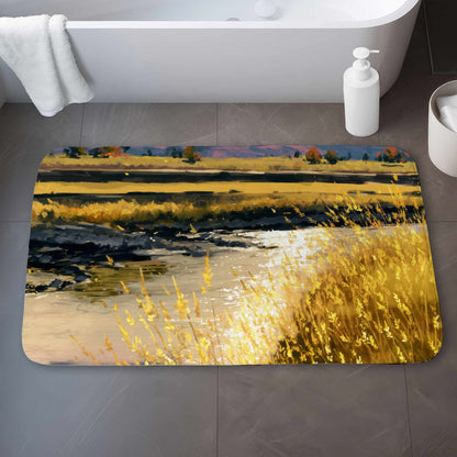Tapis de bain lumineux Golden Stream | Accent décoratif élégant pour la maison