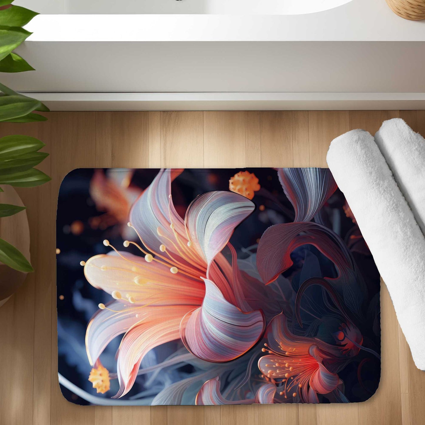 Tapis de bain Astral Bloom | Tapis décoratif doux et élégant