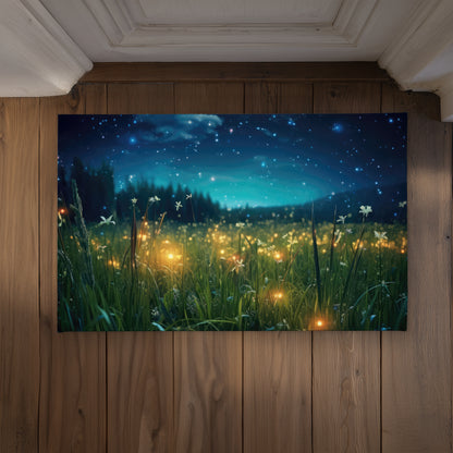 Fireflies at Night Door Mat - Black Indoor Outdoor Decor