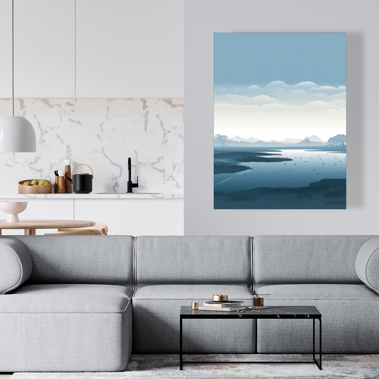 Minimalist Swamp - White Canvas Home Decor | Modern Art