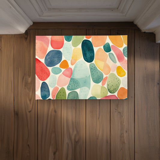 Seedy Shapes Turquoise Indoor Outdoor Door Mat | Home Decor