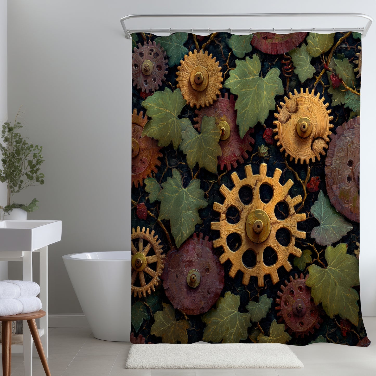 Nature punk Gold Shower Curtain | Stylish Home Decor Accents