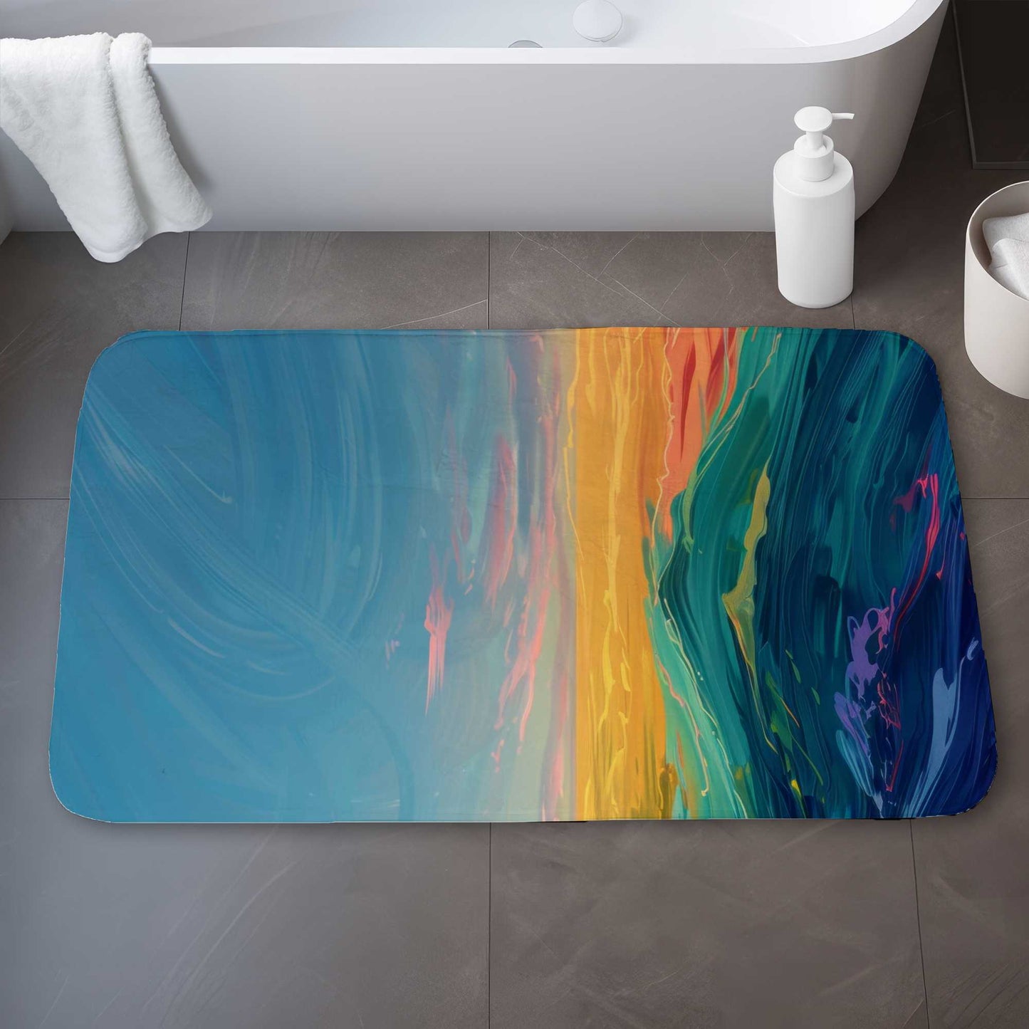 Watercolors Green Bath Mat - Stylish Home Decor Accessory