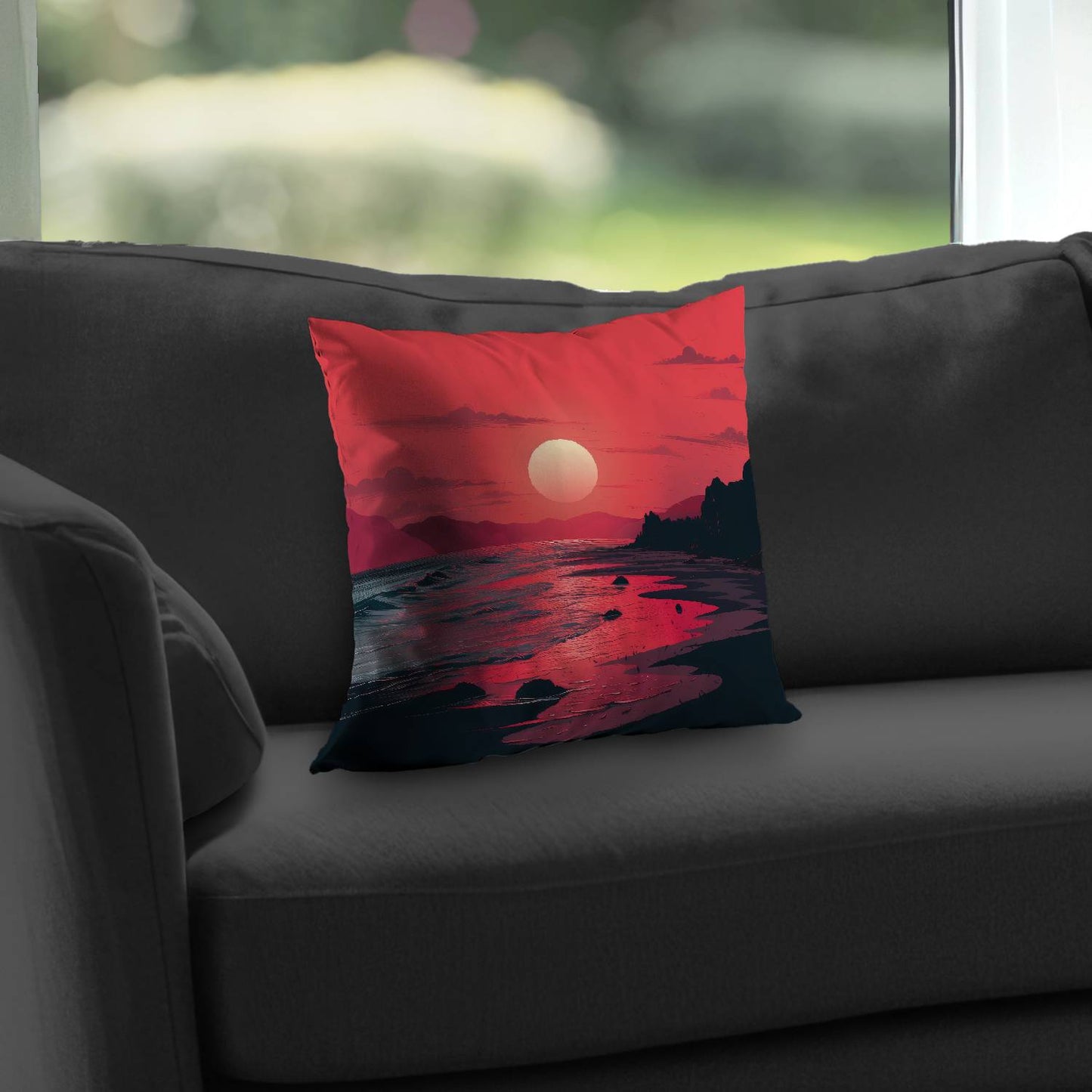 Coussin décoratif en sergé de polyester Red Sky | Accessoire de décoration élégant pour la maison