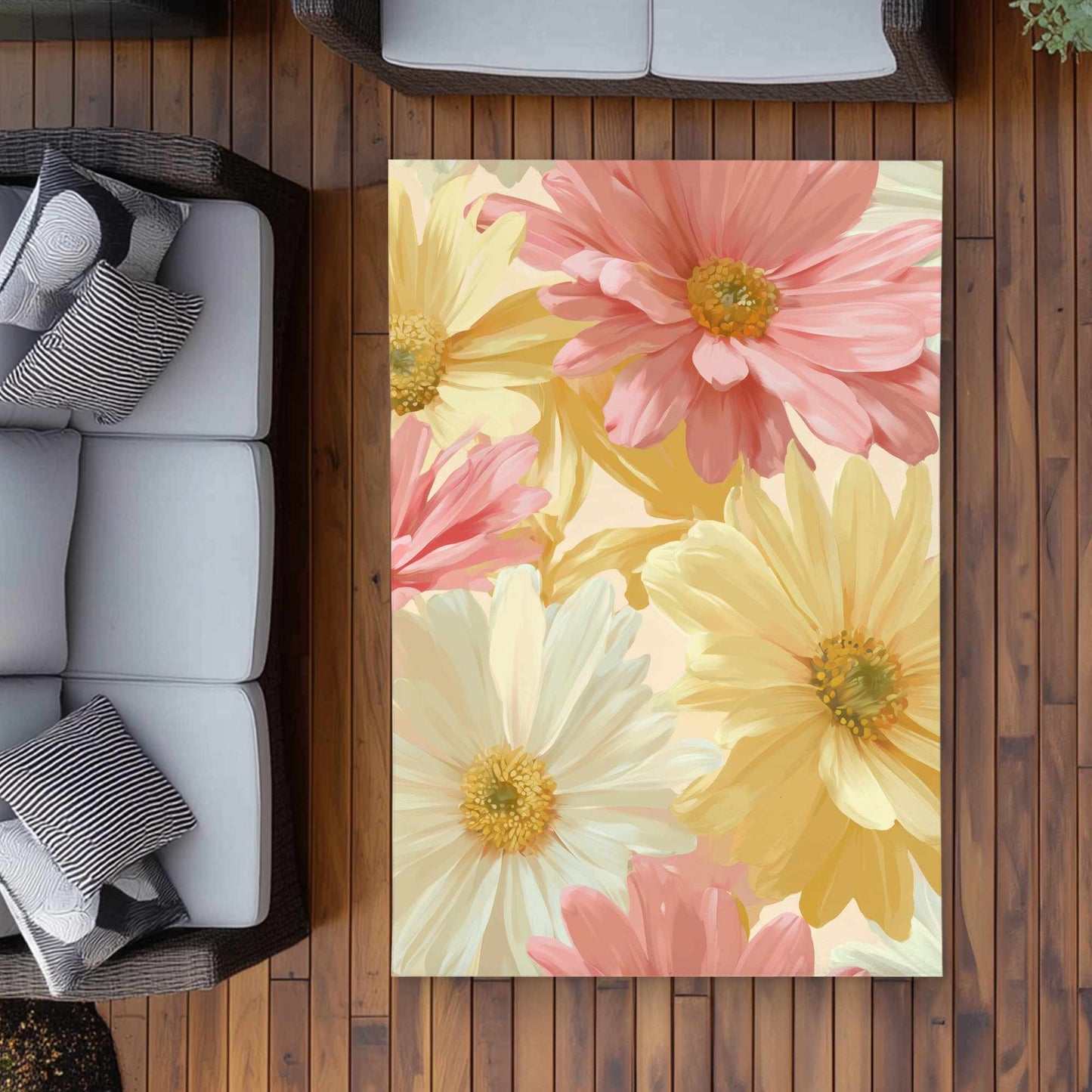 Tapis d'extérieur Sunlit Daisy Dream | Accessoire de décoration intérieure