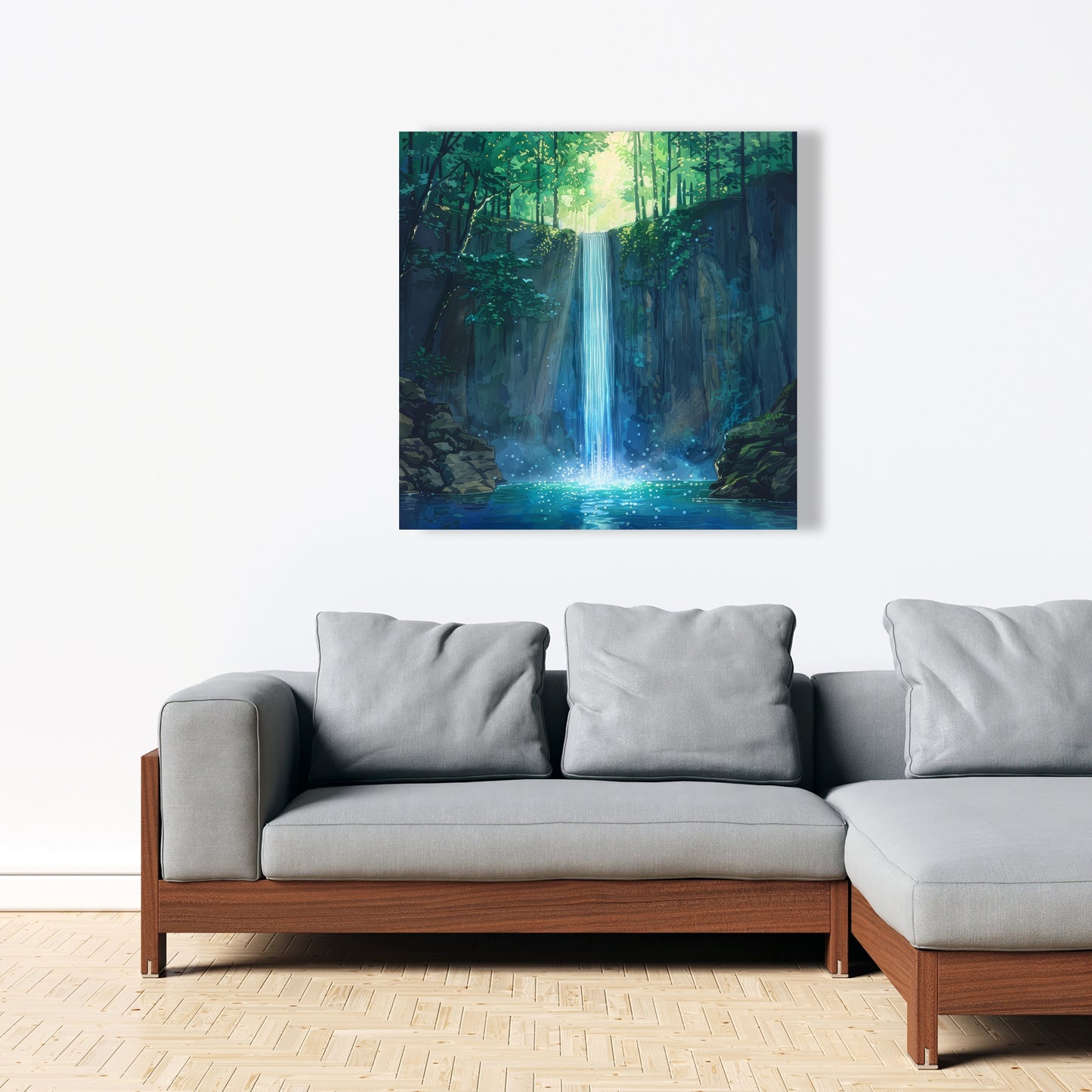 Waterfall Gray Canvas Art for Elegant Decor | Modern Design