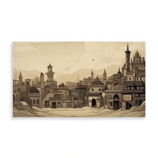 Desert Town White Indoor Outdoor Tablecloth for Home Decor
