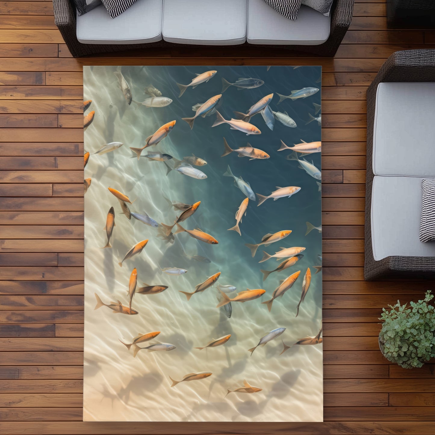 Away from the sand - Turquoise Outdoor Area Rug for Home Decor
