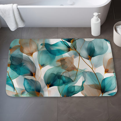 Teal and Brown Bath Mat - Stylish Home Decor Accent