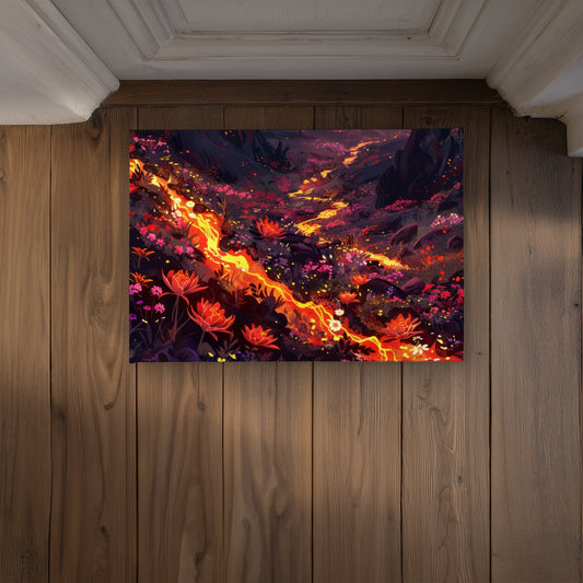 Bloom and Eruption Red Indoor Outdoor Door Mat | Home Decor