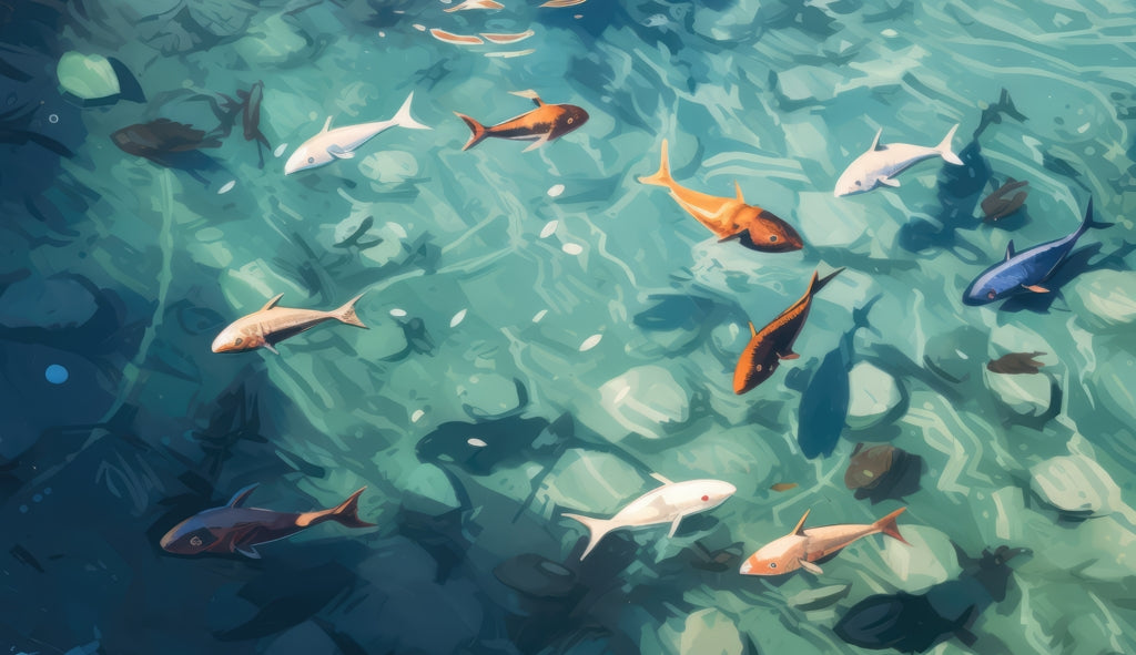 Caustic Fish Beige Indoor Outdoor Tablecloth | Home Decor