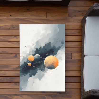 Circle of Planets Gray Outdoor Area Rug for Home Decor