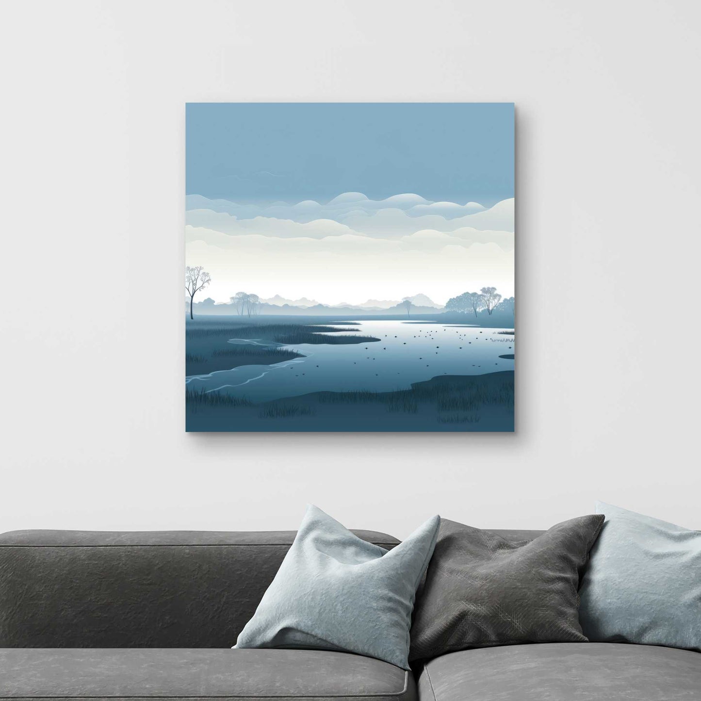 Minimalist Swamp - White Canvas Home Decor | Modern Art