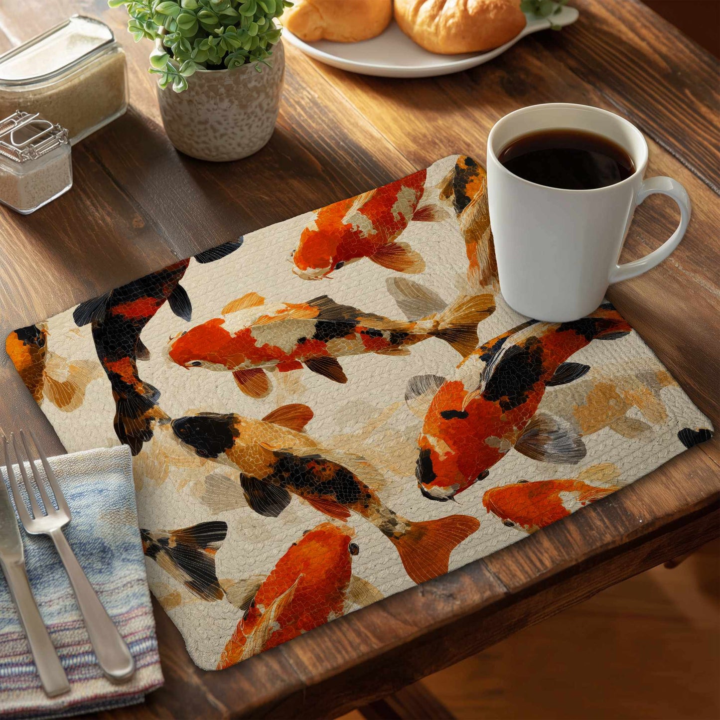 Koi Dance Flow Braided Placemat | Stylish Home Decor
