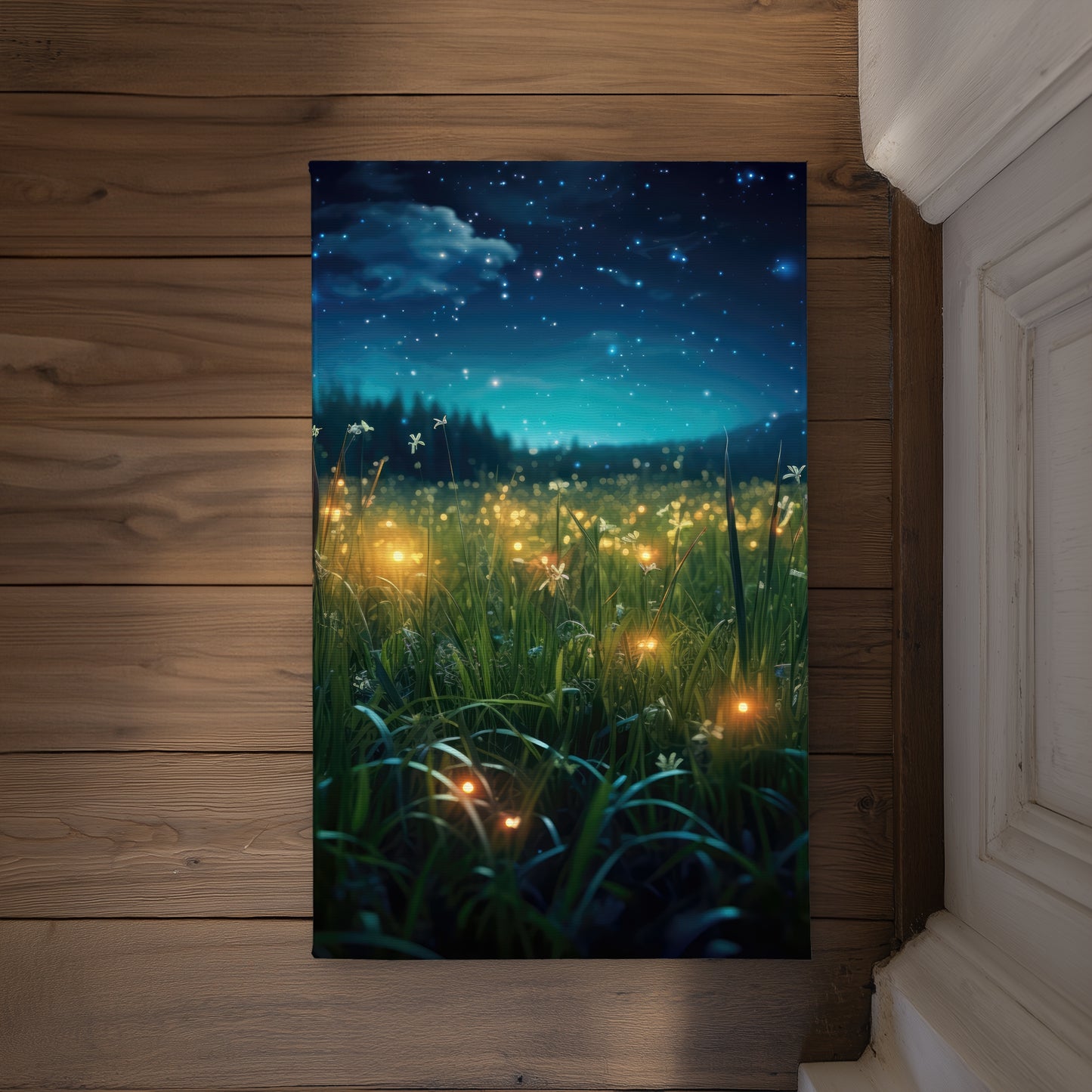 Fireflies at Night Door Mat - Black Indoor Outdoor Decor