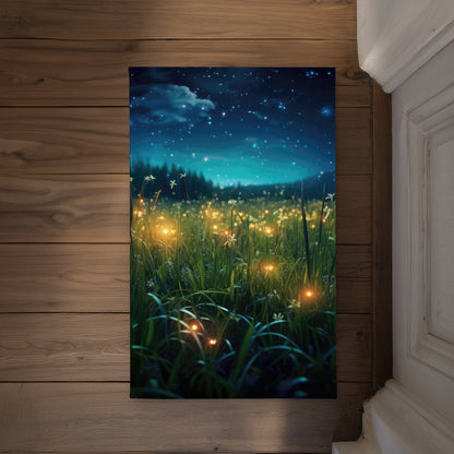 Fireflies at Night Door Mat - Black Indoor Outdoor Decor