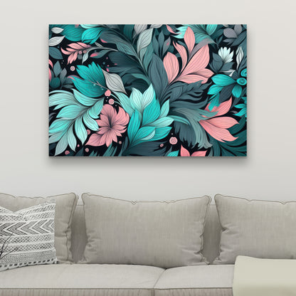 Neon Leaves - Pink Canvas Art for Stylish Home Decor