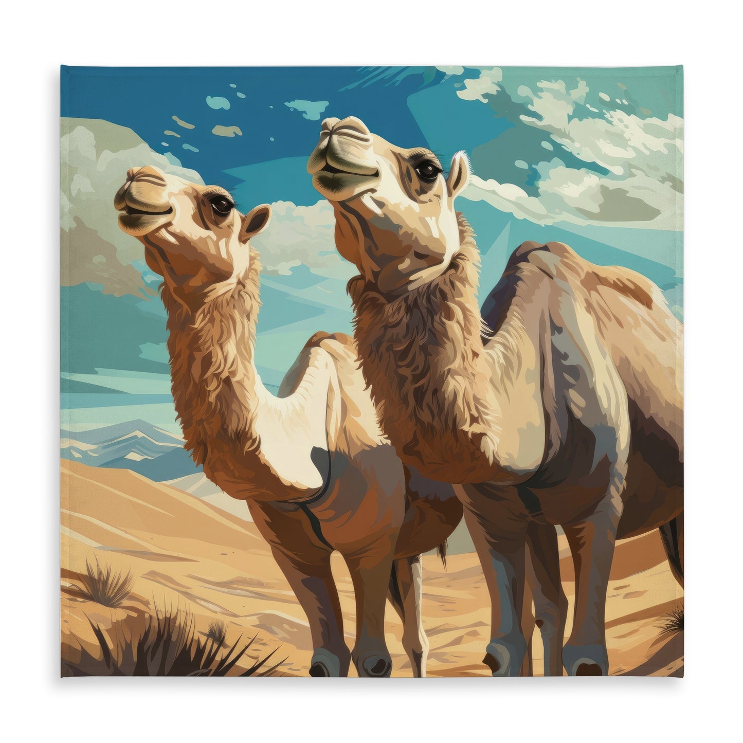 Camels Looking Up Tablecloth - Indoor Outdoor Home Decor