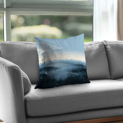 Evening Marsh Gray Poly Twill Throw Pillow | Decor Insert