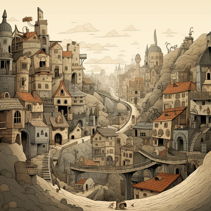 Intricate Town Hall - Beige Canvas for Elegant Home Decor