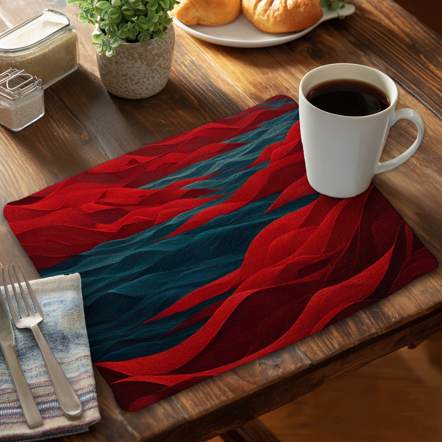 Red Sea Braided Polyester Placemat | Home Decor Accent
