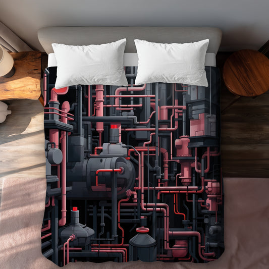 Dark pipes Black duvet cover | Stylish home decor essential