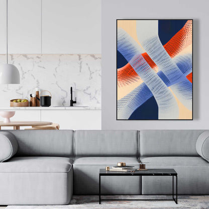 Abstract Threading Red Framed Canvas | Home Decor Art