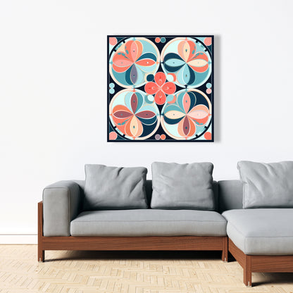 Pastel Mandala - Turquoise Canvas Home Decor Art Piece