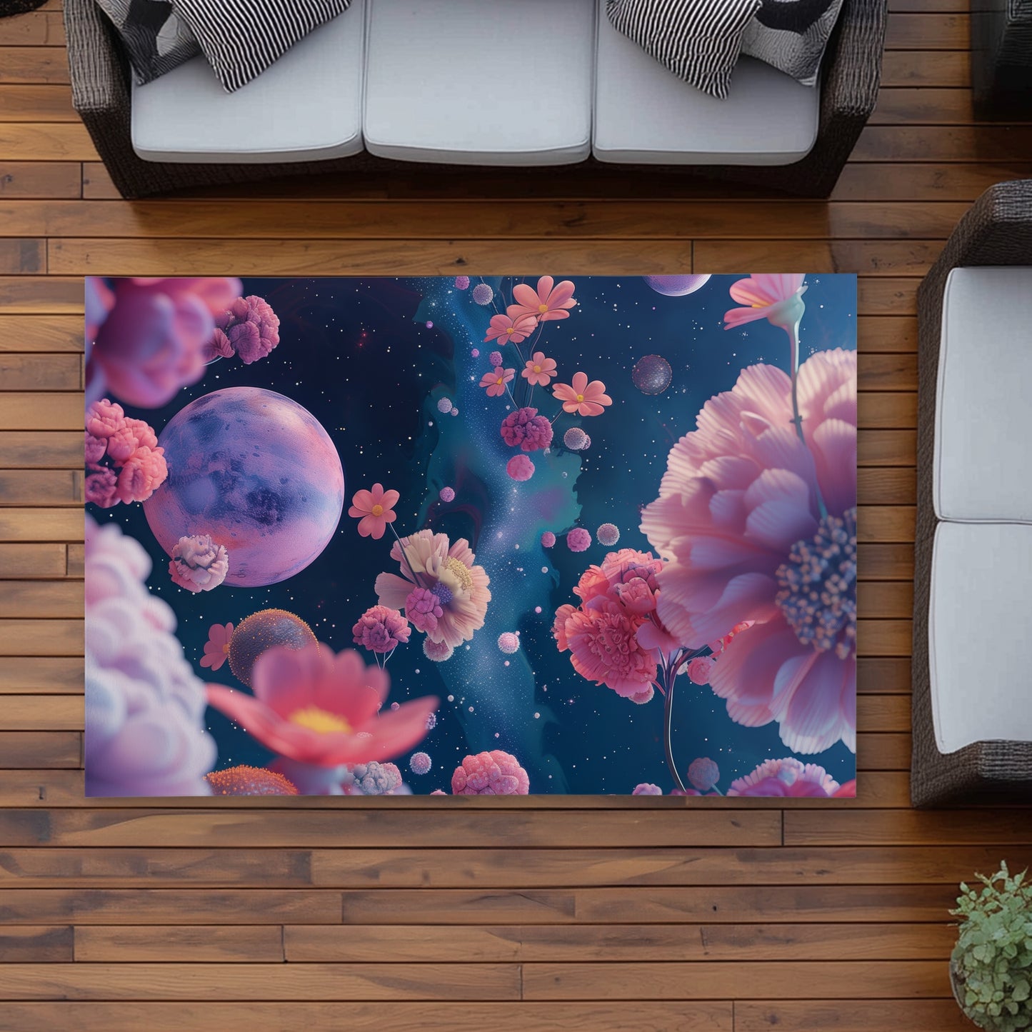 Tapis d'extérieur vide rose - Décoration élégante pour terrasses