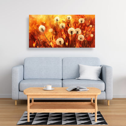 Dandelion Fire - Yellow Canvas Art for Home Decor