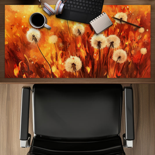 Dandelion Fire Yellow Desk Mat for Home Decor - Stylish Office