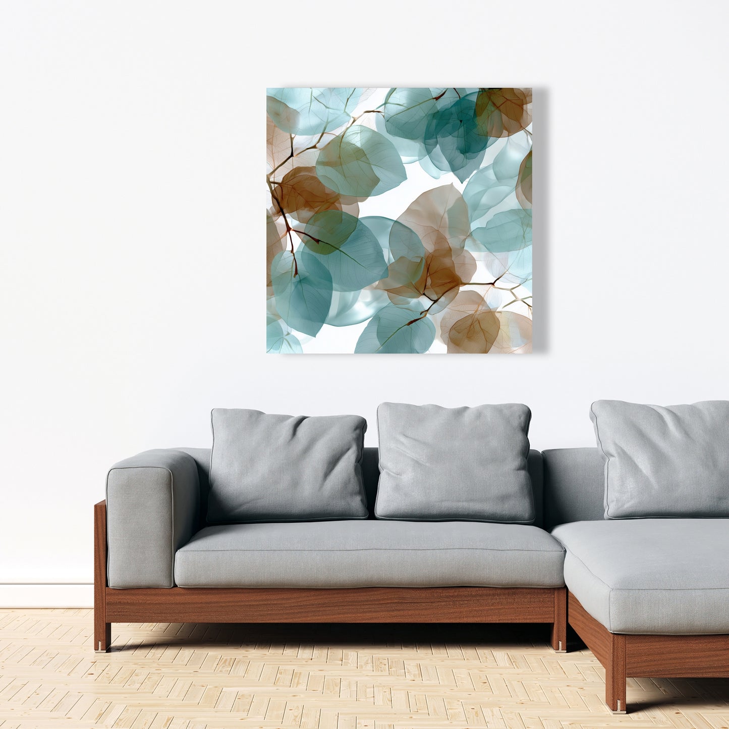 Translucent Leaves - Turquoise Canvas for Home Decor