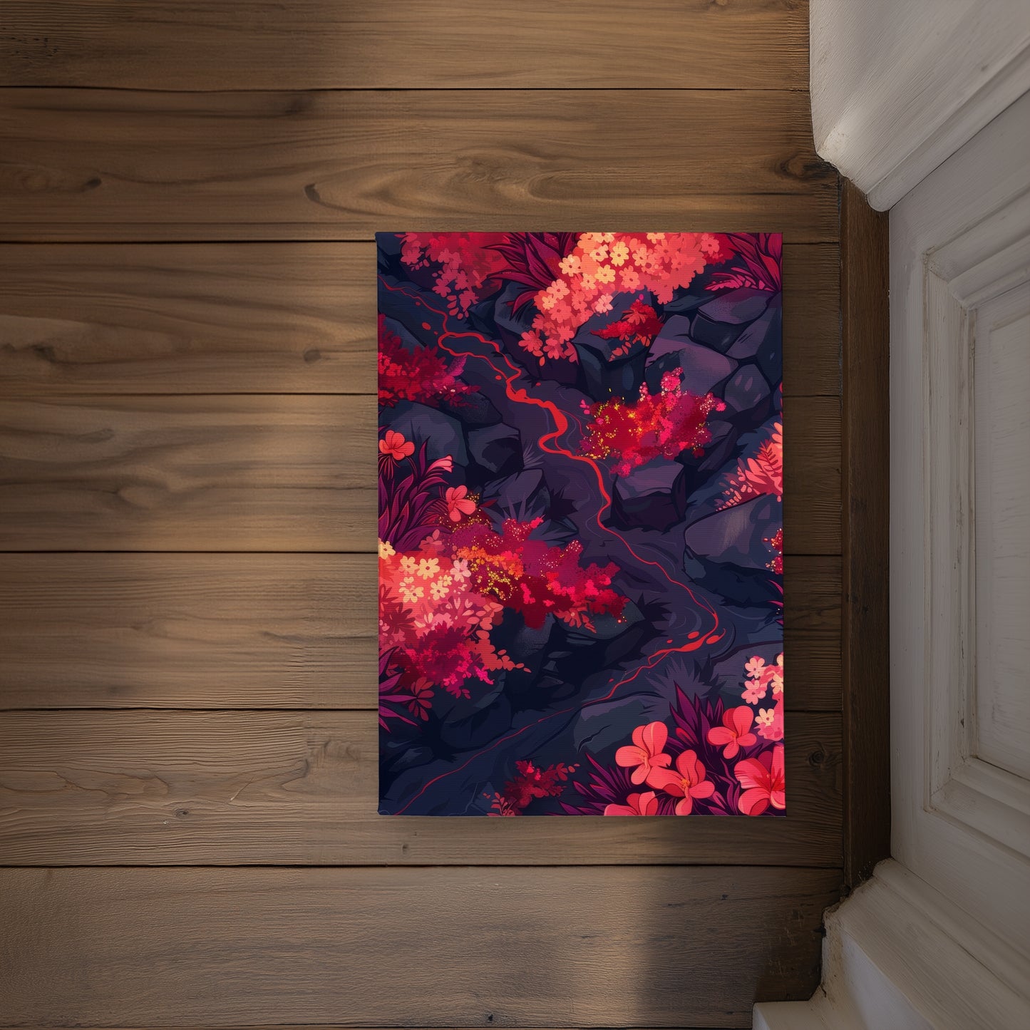 Burning Plants Black Indoor Outdoor Door Mat | Home Decor