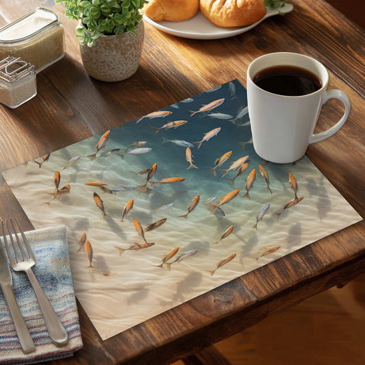 Away from the sand - Turquoise Polyester Placemat for Decor