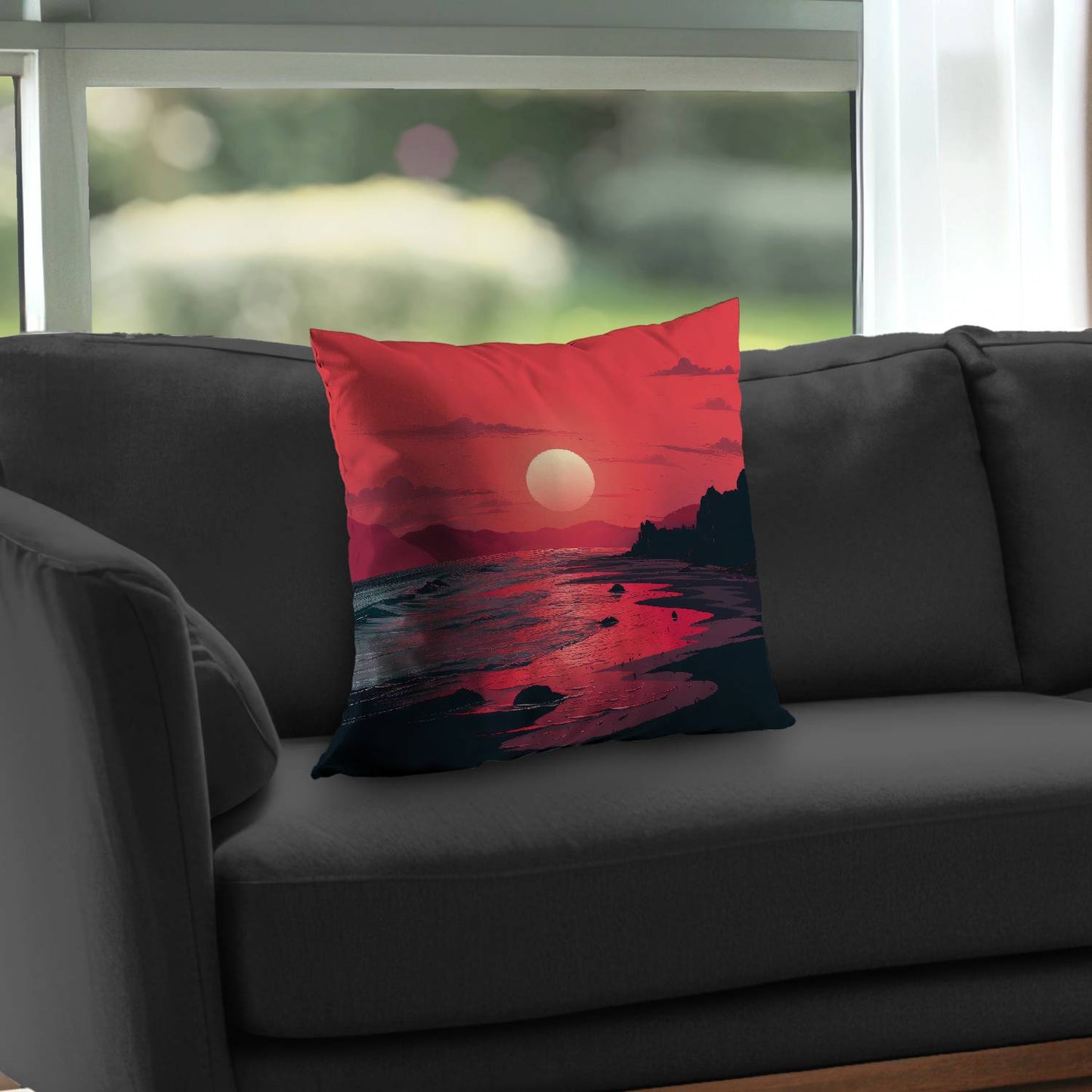 Coussin décoratif en sergé de polyester Red Sky | Accessoire de décoration élégant pour la maison