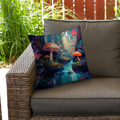 Coussin décoratif en sergé de polyester à motif forêt féerique - Accessoire de décoration intérieure
