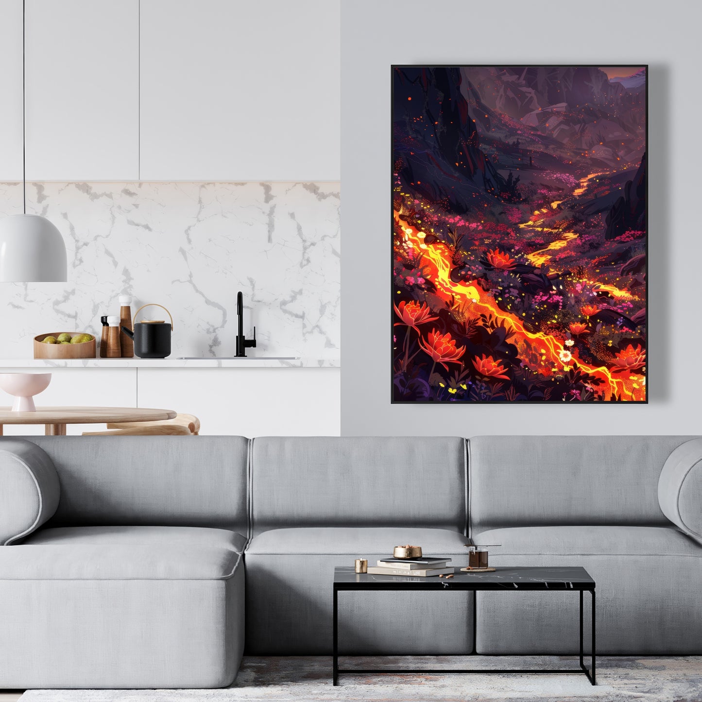 Bloom and eruption - Framed Canvas - Print on demand
