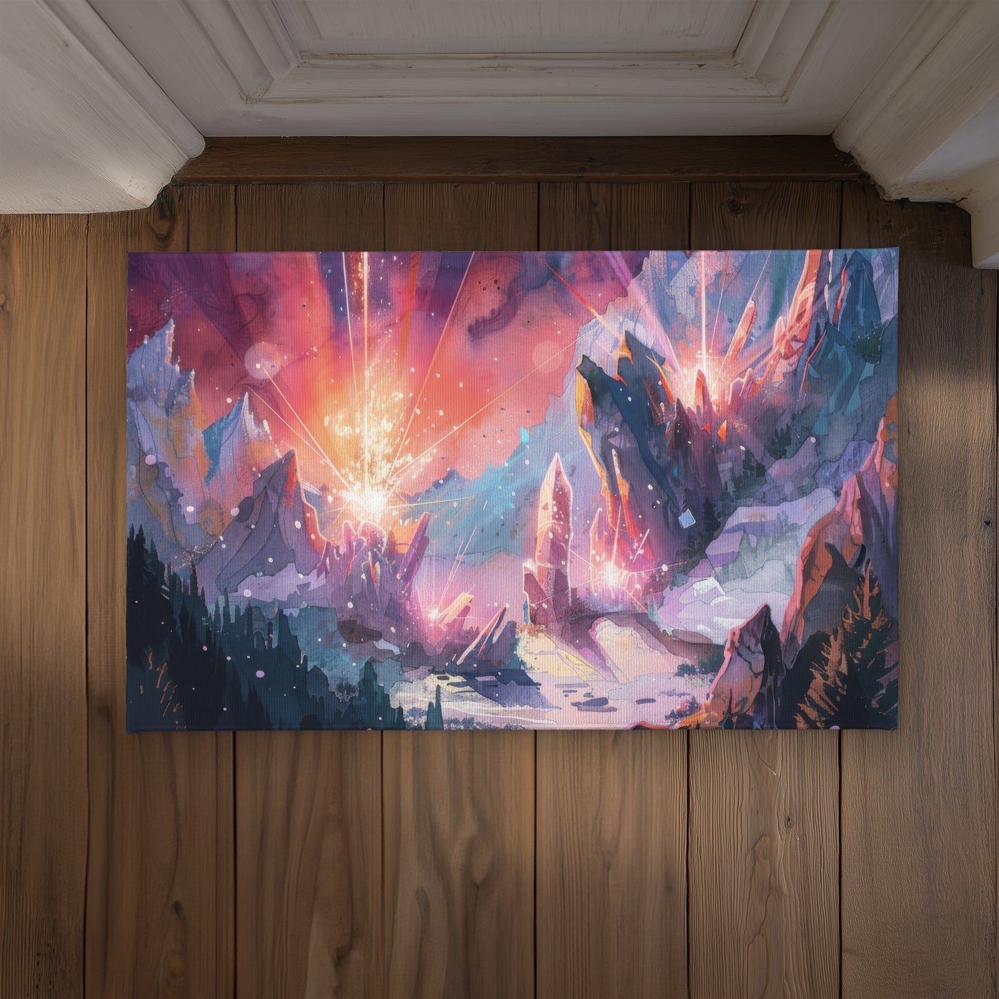 Beaming Signal Purple Indoor Outdoor Door Mat - Home Decor