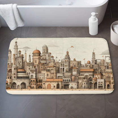 The Old Town Brown Bath Mat | Elegant Home Decor Accent