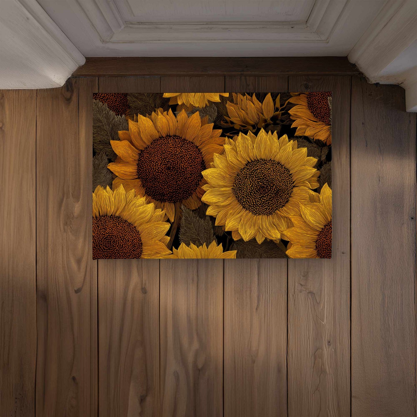 Golden Glow Blooms Door Mat - Indoor Outdoor Home Decor