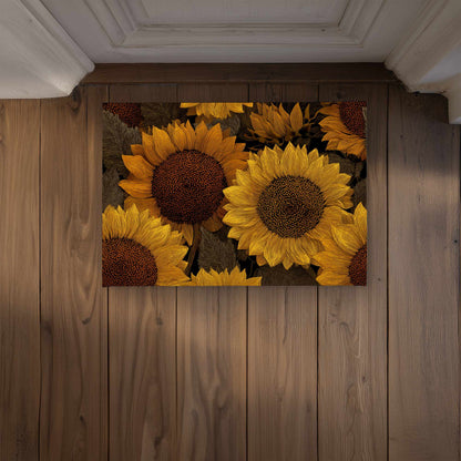 Golden Glow Blooms Door Mat - Indoor Outdoor Home Decor
