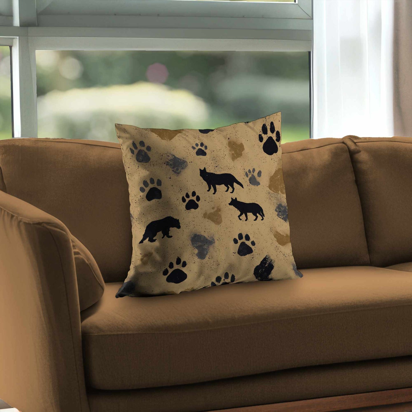 Coussin décoratif Wild Tracks Echo en sergé de polyester | Décoration d'intérieur