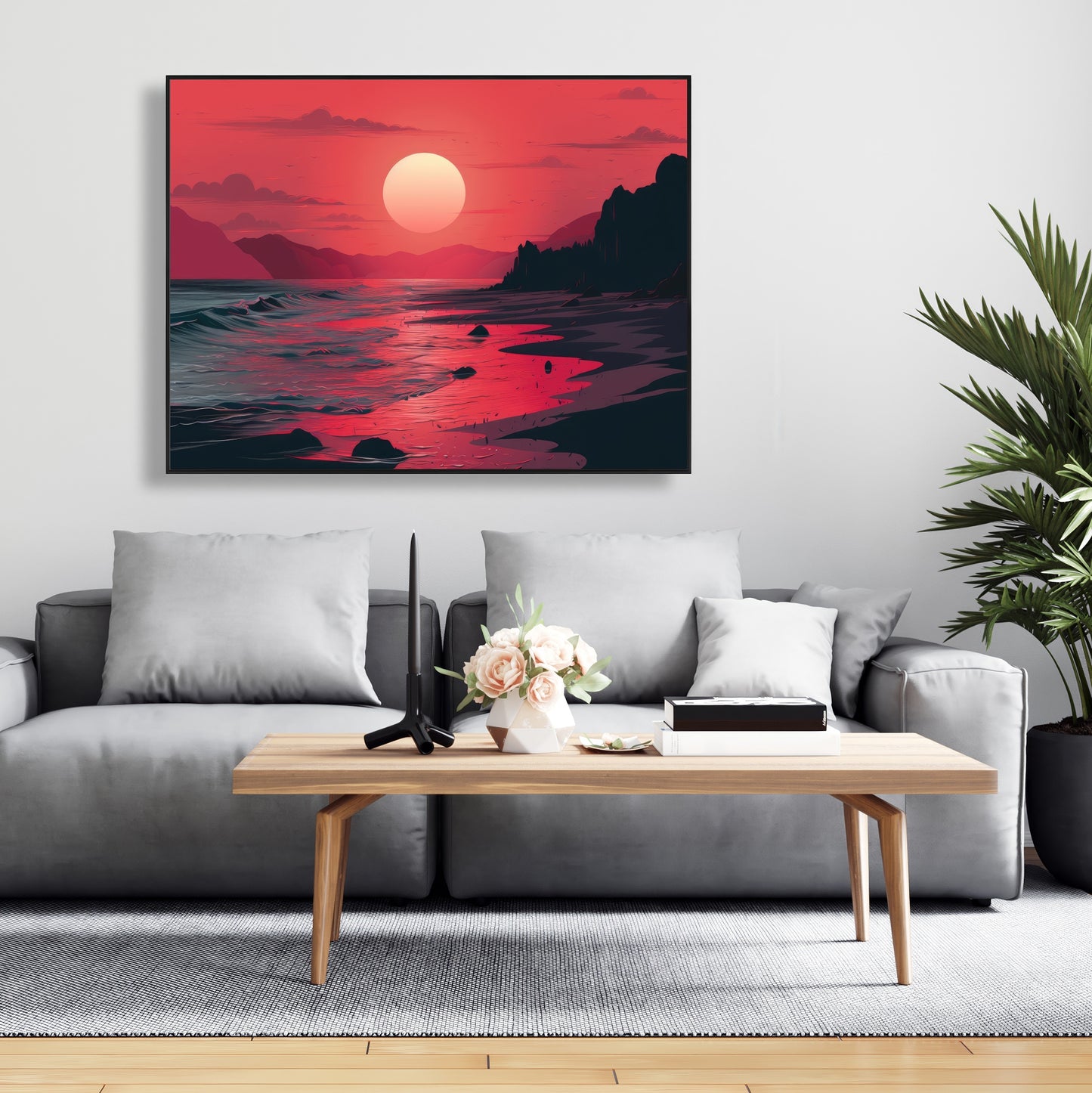 Red Sky - Red Framed Canvas for Stunning Home Decor
