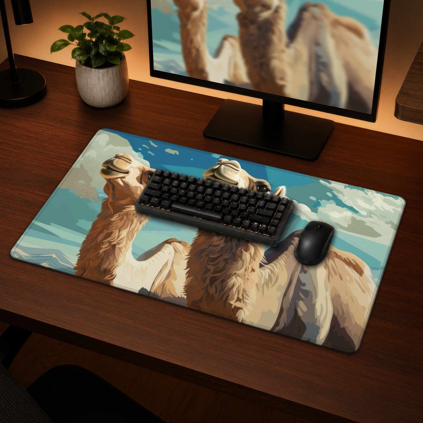 Camels Looking Up Desk Mat - Stylish Home Decor Accessory