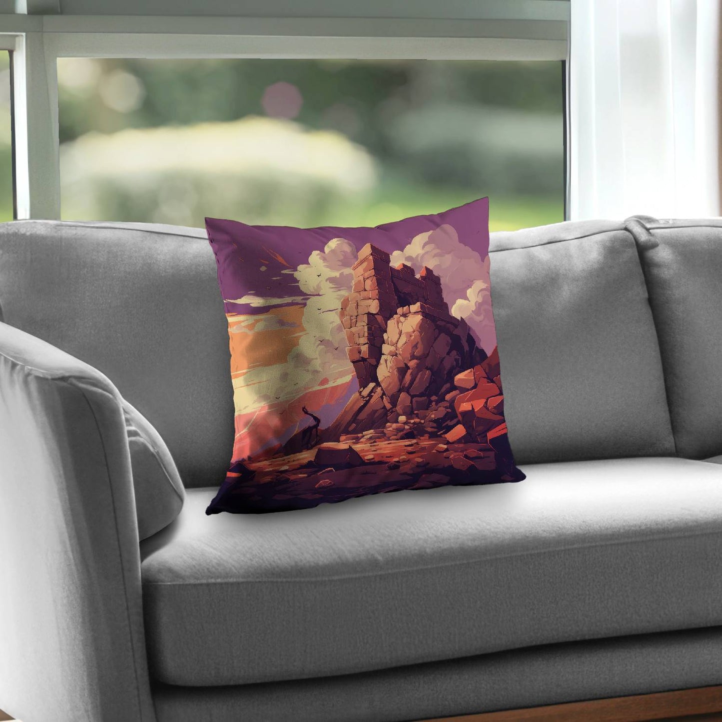 Standing above - Throw pillow - Print on demand