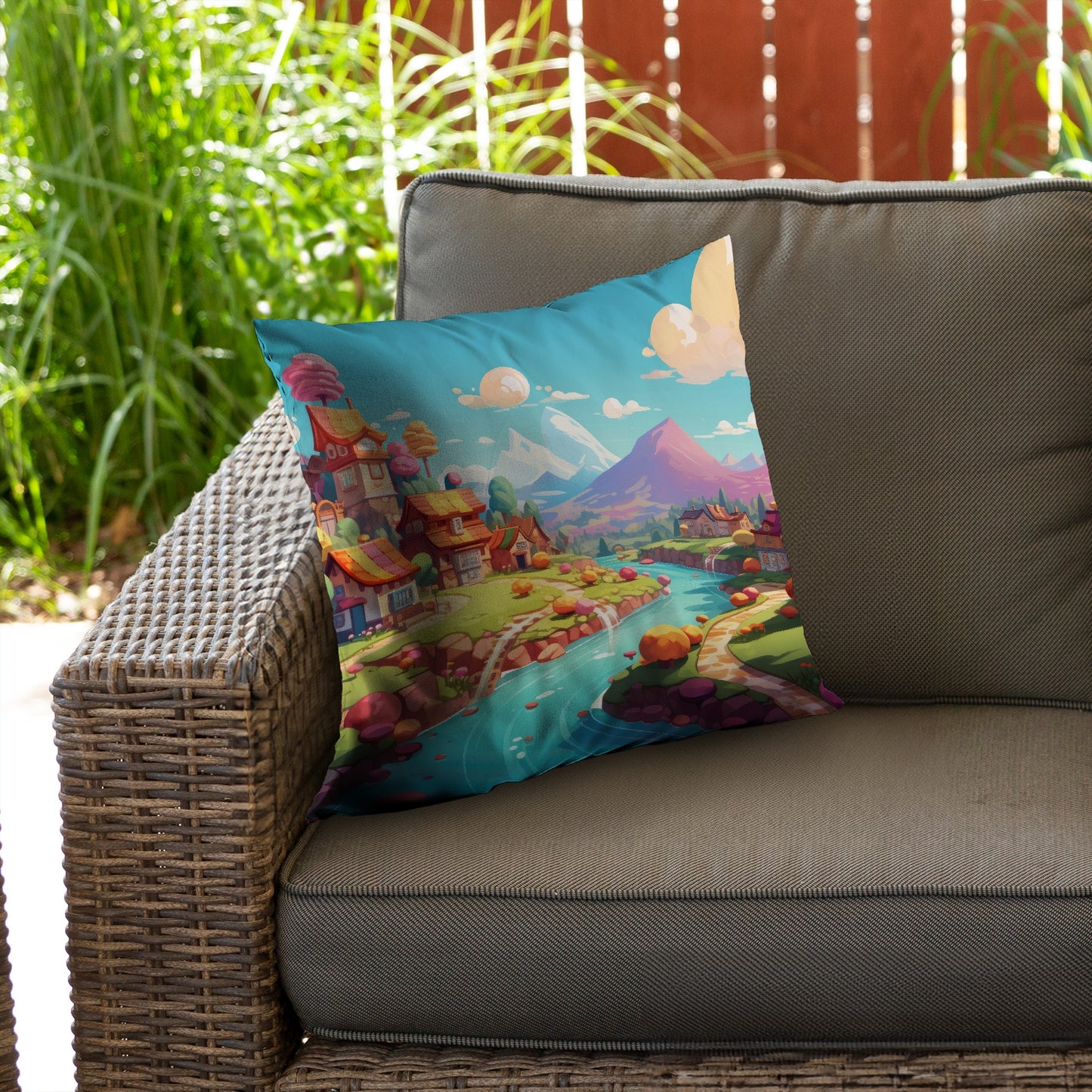 Sweet town Green Poly Twill Throw Pillow Insert for Home Decor