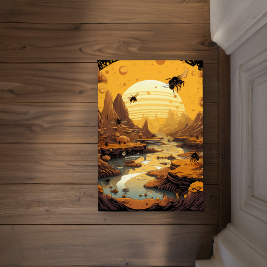 Hive Mind Black Indoor Outdoor Door Mat | Home Decor Essential