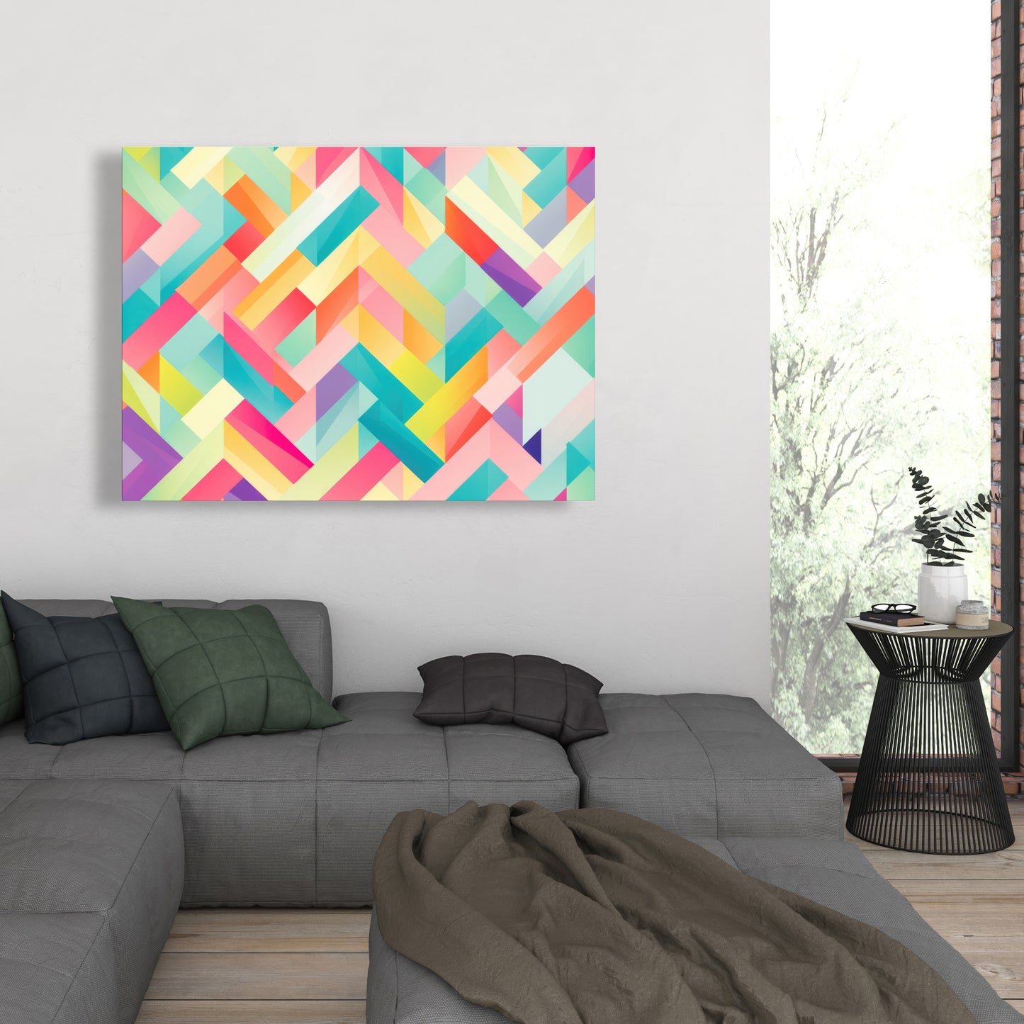 Stripe Harmony - Turquoise Canvas Wall Art for Home Decor