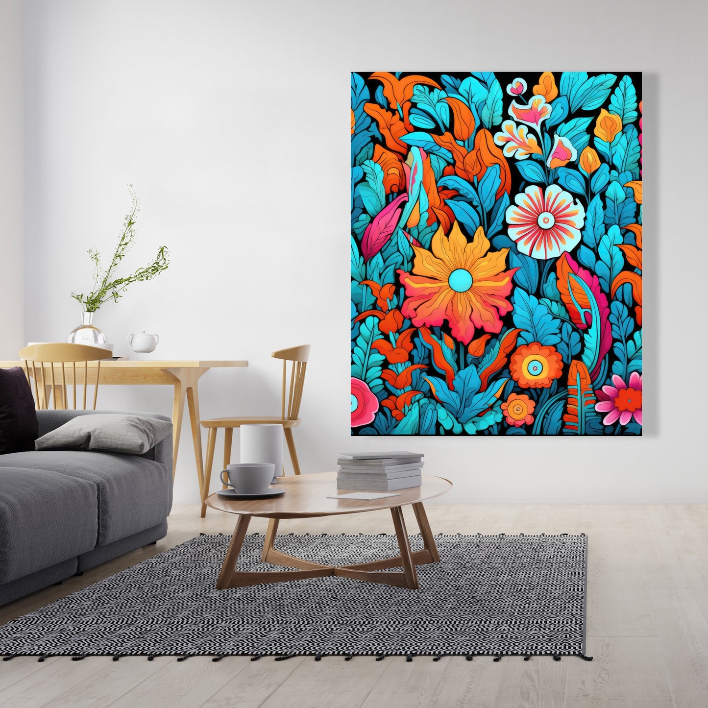 Floral Hues - Orange Canvas Art for Home Decor | Vibrant Design