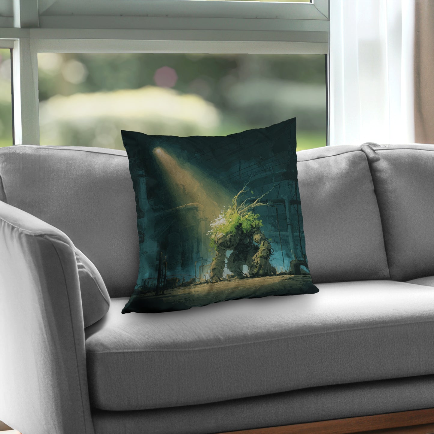 Coussin décoratif Golem en sergé turquoise | Garniture décorative